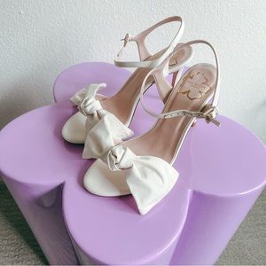 Ted Baker White Satin Bow Heels Sandals 6.5